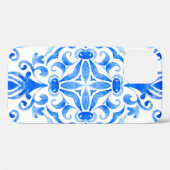 Abstrakte, blau-weiße, handgezogene, nahtlose oder Case-Mate iPhone hülle (Rückseite (Horizontal))