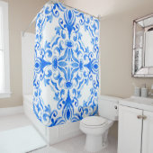 Abstrakte, blau-weiße, handgezogene, nahtlose oder duschvorhang (Beispiel)