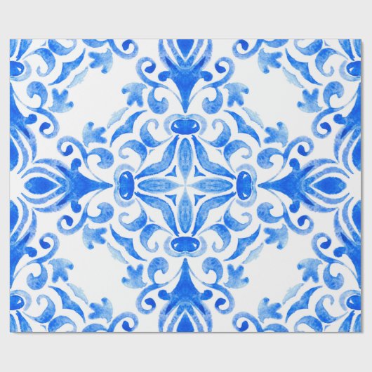 Abstrakte, blau-weiße, handgezogene, nahtlose oder geschenkpapier (Flach)