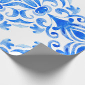 Abstrakte, blau-weiße, handgezogene, nahtlose oder geschenkpapier (Ecke)