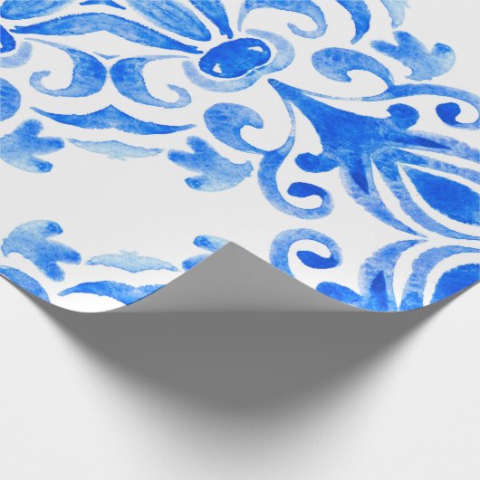 Abstrakte, blau-weiße, handgezogene, nahtlose oder geschenkpapier (Ecke)