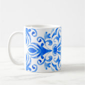 Abstrakte, blau-weiße, handgezogene, nahtlose oder kaffeetasse (Links)