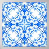 Abstrakte, blau-weiße, handgezogene, nahtlose oder poster (Vorne)