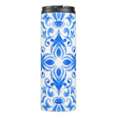 Abstrakte, blau-weiße, handgezogene, nahtlose oder thermosbecher (Rückseite)