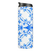 Abstrakte, blau-weiße, handgezogene, nahtlose oder thermosbecher (Nach rechts gedreht)