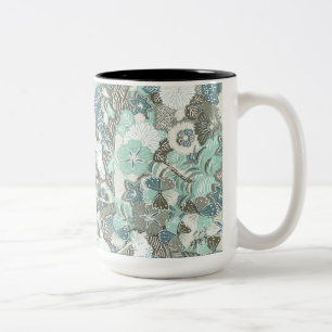 Abstrakte blaubraune Blume Zweifarbige Tasse