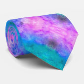 Abstrakte blaue, Aquamarine und rosa Diagonalstrei Krawatte (Gerollt)