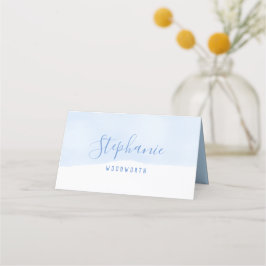 Abstrakte blaue Aquarell-Platzkarte, Babydusche Platzkarte