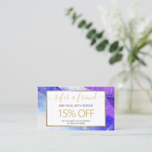 Abstrakte blaue Aquarellfarben-Imitate Goldstaubbe Visitenkarte (Stehend Vorderseite)