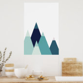 Abstrakte blaue Berge drucken Moderne geometrische Poster (Küche)