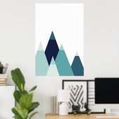 Abstrakte blaue Berge drucken Moderne geometrische Poster (Heimbüro)