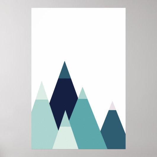 Abstrakte blaue Berge drucken Moderne geometrische Poster (Vorne)