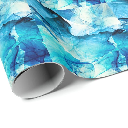 Abstrakte blaue Bewegung: Fraktal-Komposition. Geschenkpapier (Rolleneckpunkt)