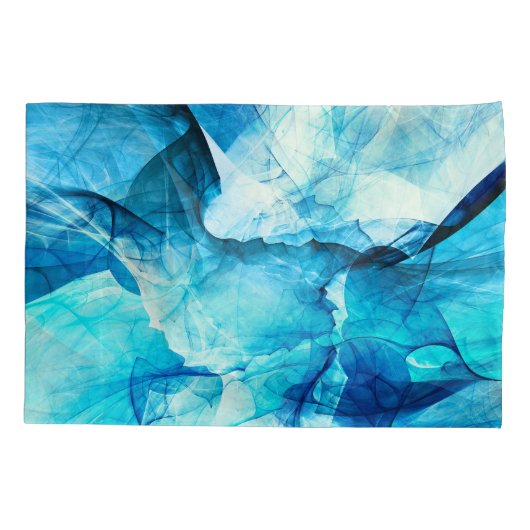 Abstrakte blaue Bewegung: Fraktal-Komposition. Kissenbezug (Rückseite)