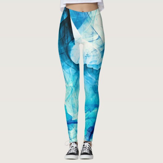 Abstrakte blaue Bewegung: Fraktal-Komposition. Leggings (Vorderseite)