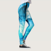 Abstrakte blaue Bewegung: Fraktal-Komposition. Leggings (Rechts)