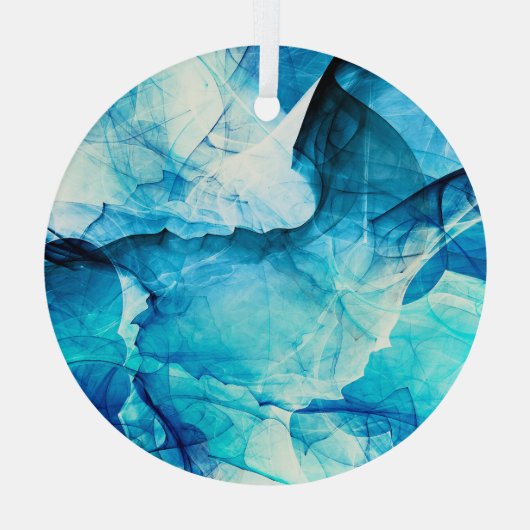 Abstrakte blaue Bewegung: Fraktal-Komposition. Ornament Aus Glas (Rückseite)