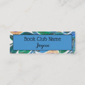 Abstrakte blaue Blätter Aquarell, Buchmarke Telefonnummerkarte (Rückseite)