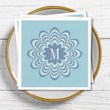 Abstrakte blaue Blume mit individuellem Monogramm 
