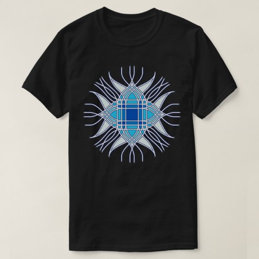 abstrakte blaue Blume T-Shirt (Design vorne)