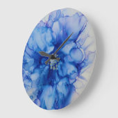 Abstrakte blaue Blume-Uhr Große Wanduhr (Winkel)