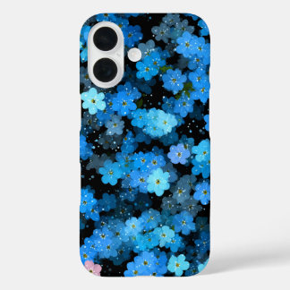 Abstrakte blaue Blumen iPhone 16 Hülle
