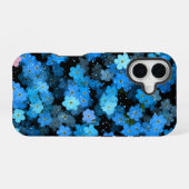 Abstrakte blaue Blumen iPhone 16 Hülle (Rückseite (Horizontal))