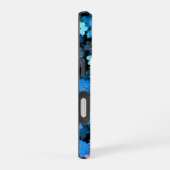 Abstrakte blaue Blumen iPhone 16 Hülle (Rechte Seite)