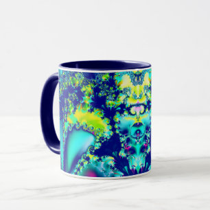 Abstrakte Blaue Cyan Grüne Fraktal Tasse