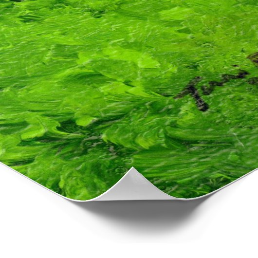 Abstrakte blaue E-Gitarre mit grünem Hintergrund Poster (Ecke)