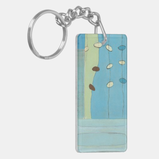Abstrakte blaue Ei-Parade Schlüsselanhänger (Vorderseite links)