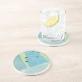Abstrakte Blaue Eierparade Getränkeuntersetzer (Seite)