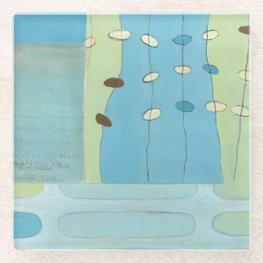 Abstrakte Blaue Eierparade Glasuntersetzer (Vorderseite)