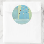 Abstrakte Blaue Eierparade Runder Aufkleber (Tasche)