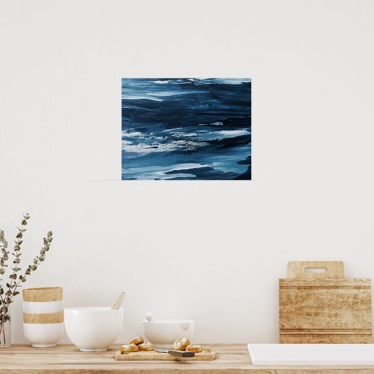 Abstrakte blaue Farbe Poster (Küche)