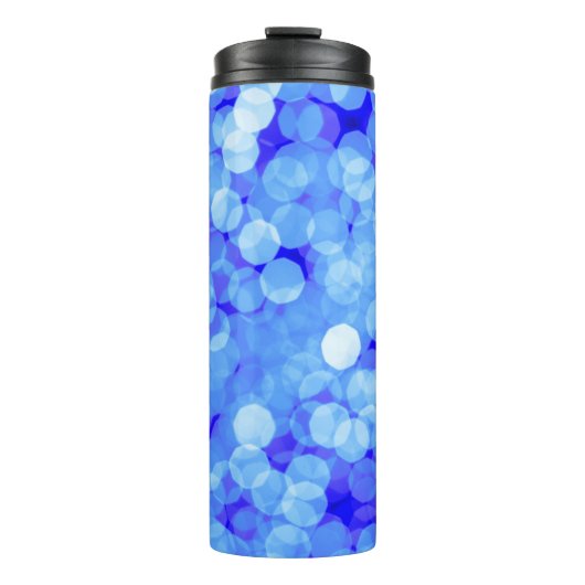 Abstrakte blaue Farben hellen Buh. Klassischer Bla Thermosbecher (Vorderseite)