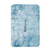 abstrakte blaue Federn und Schneeflocken Badematte (Vorderseite Vertikal)