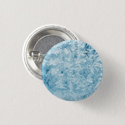 abstrakte blaue Federn und Schneeflocken Button (Vorne & Hinten)