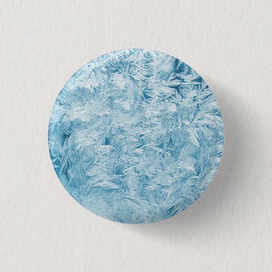 abstrakte blaue Federn und Schneeflocken Button (Vorderseite)