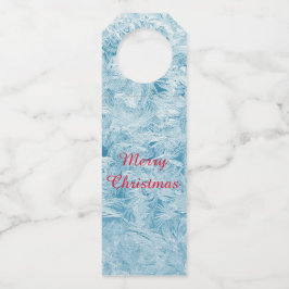 abstrakte blaue Federn und Schneeflocken Flaschenanhänger