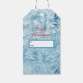 abstrakte blaue Federn und Schneeflocken Geschenkanhänger