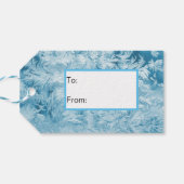 abstrakte blaue Federn und Schneeflocken Geschenkanhänger (Rückseite Horizontal)