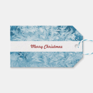 abstrakte blaue Federn und Schneeflocken Geschenkanhänger