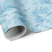 abstrakte blaue Federn und Schneeflocken Geschenkpapier (Rolleneckpunkt)