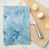 abstrakte blaue Federn und Schneeflocken Geschirrtuch (Viertel Falte)