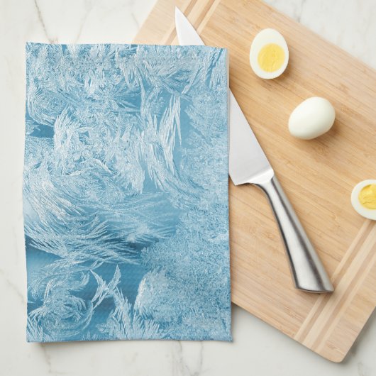 abstrakte blaue Federn und Schneeflocken Geschirrtuch (Viertel Falte)