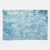 abstrakte blaue Federn und Schneeflocken Geschirrtuch (Horizontal)