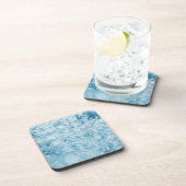 abstrakte blaue Federn und Schneeflocken Getränkeuntersetzer (Rechte Seite)
