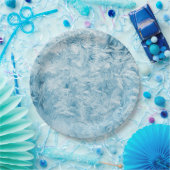 abstrakte blaue Federn und Schneeflocken Pappteller (Party)
