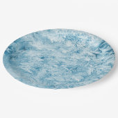 abstrakte blaue Federn und Schneeflocken Pappteller (Schrägansicht)